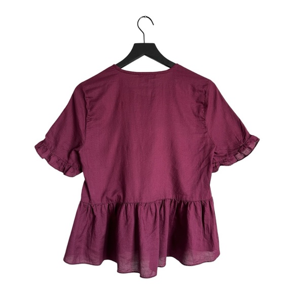 MADEWELL Purple Short Sleeve Ruffle Hem Top - Picture 3 of 3